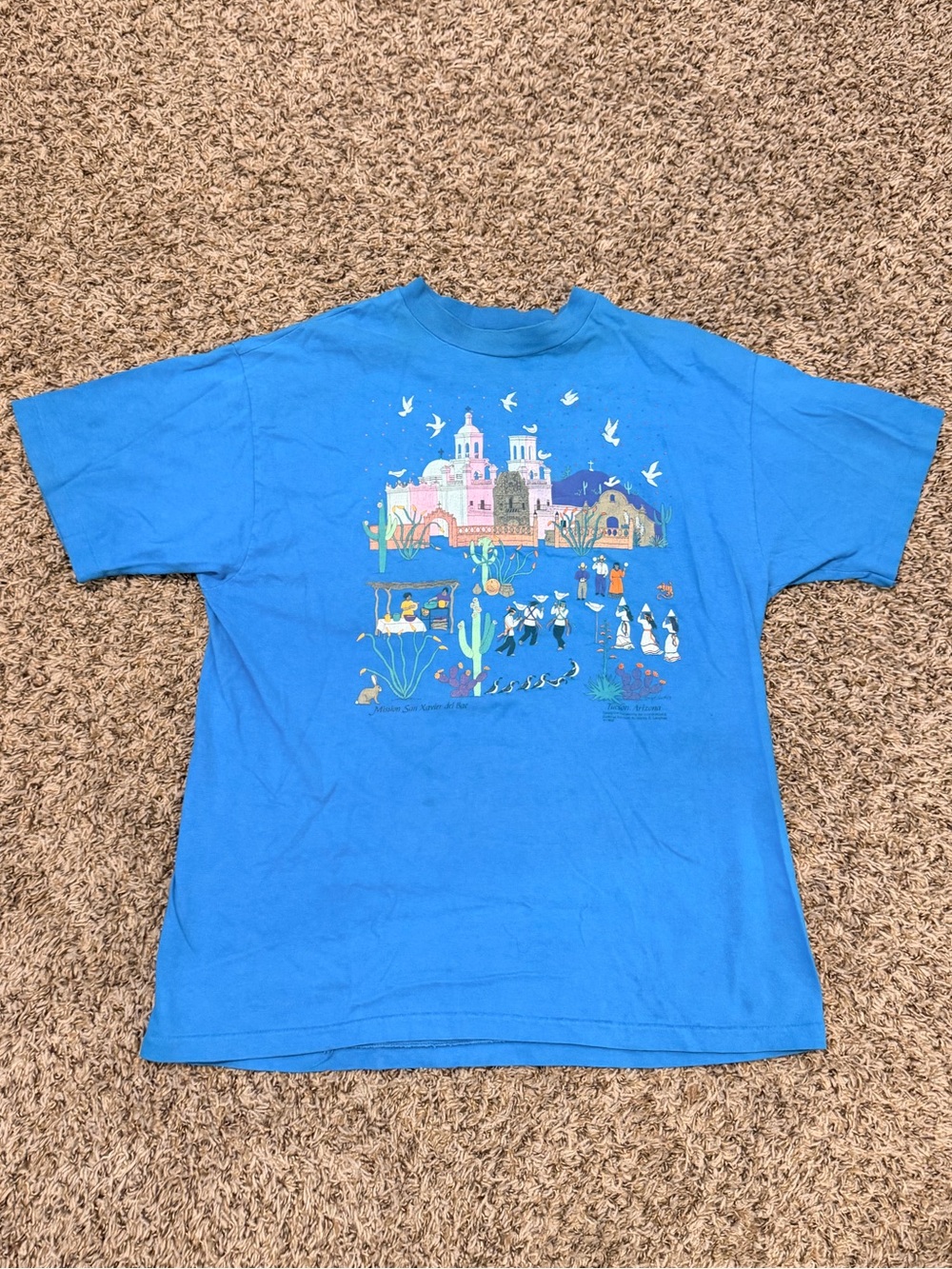 Vintage Tucson Arizona Mission San Xavier Del Bac Single Stitch Shirt 90s - Picture 3 of 10